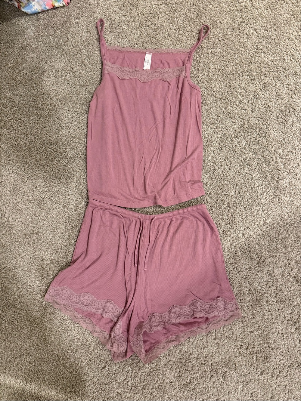 Auden Lace-Trim Cami & Shorts Sleep Set - Dusty Rose